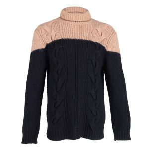 Dries Van Noten Two-Tone Turtleneck Pullover in Marineblau Acryl