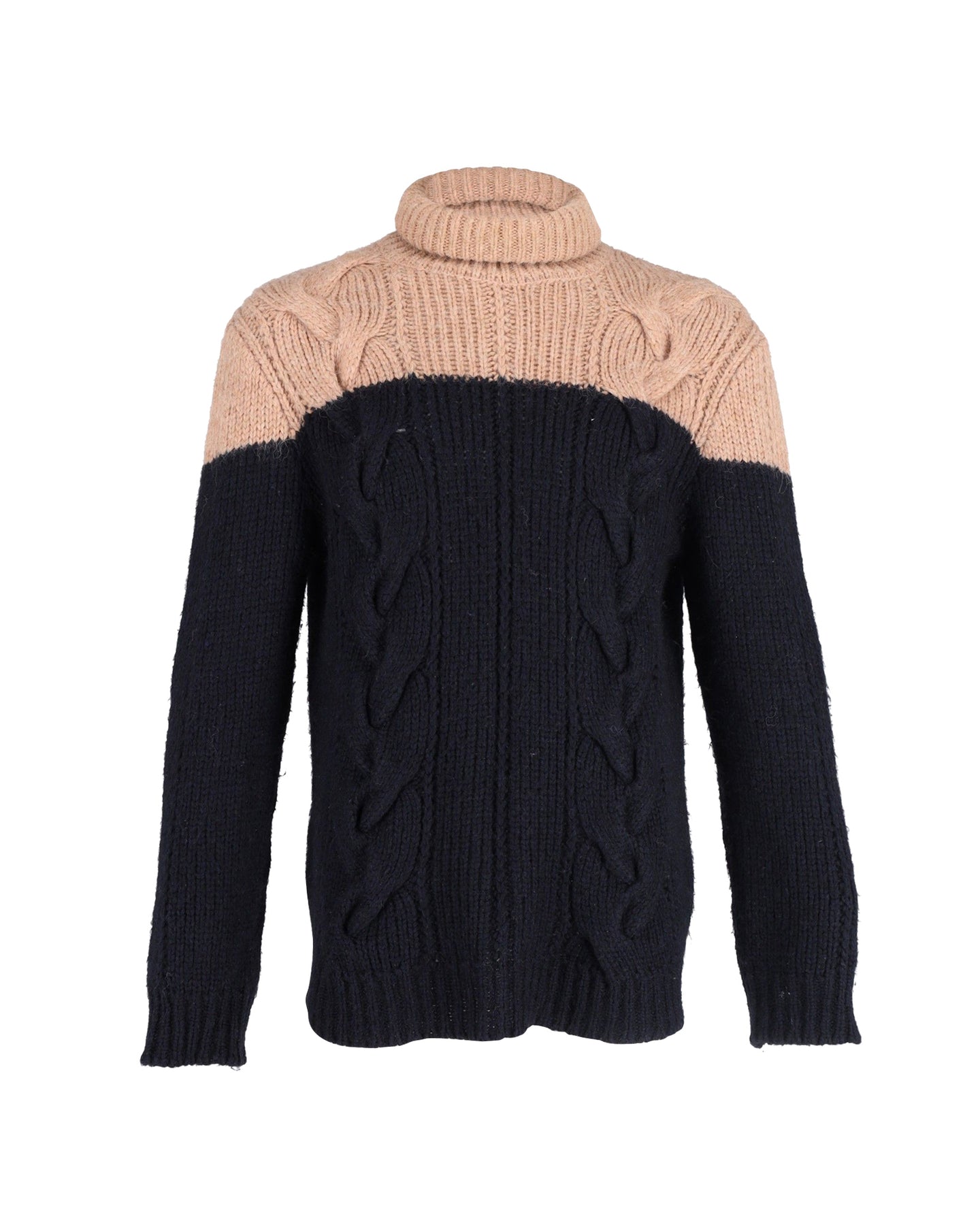 Dries Van Noten Two-Tone Rollkragenpullover in Marineblau Acryl