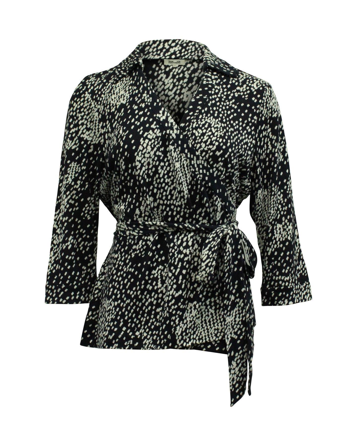 Diane Von Furstenberg Kurzärmliges Top aus marineblauer Seide