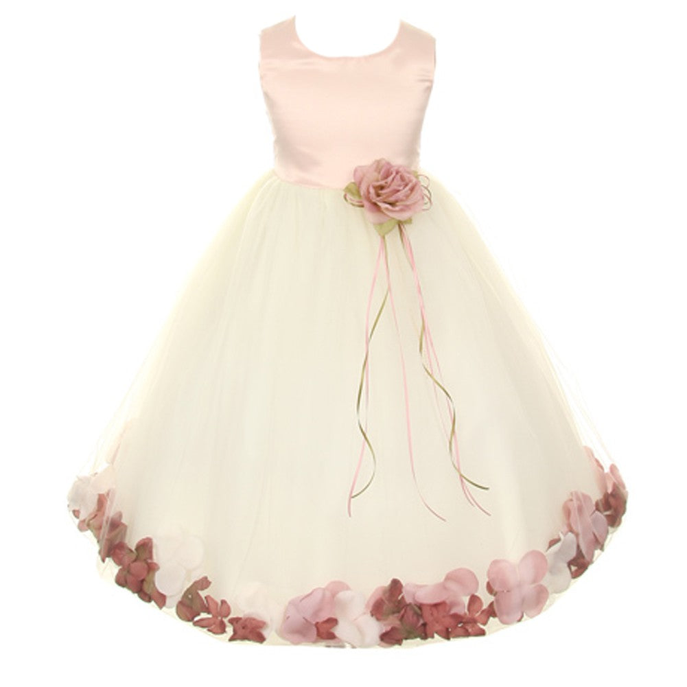 Große Mädchen Elfenbein Rose Satin Top ohne Schärpe Petal Junior Brautjungfernkleid 8-14
