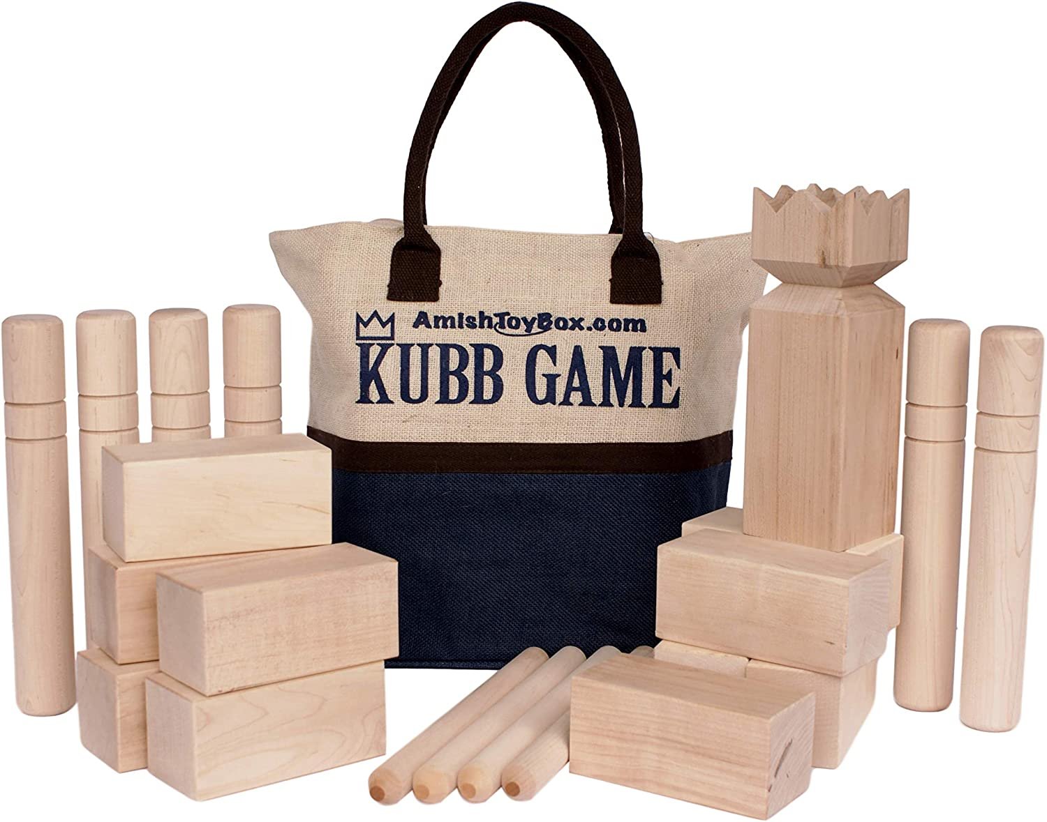 Amish-Made Deluxe hart Maple Wood Kubb Spiel, offizielle Größe Set
