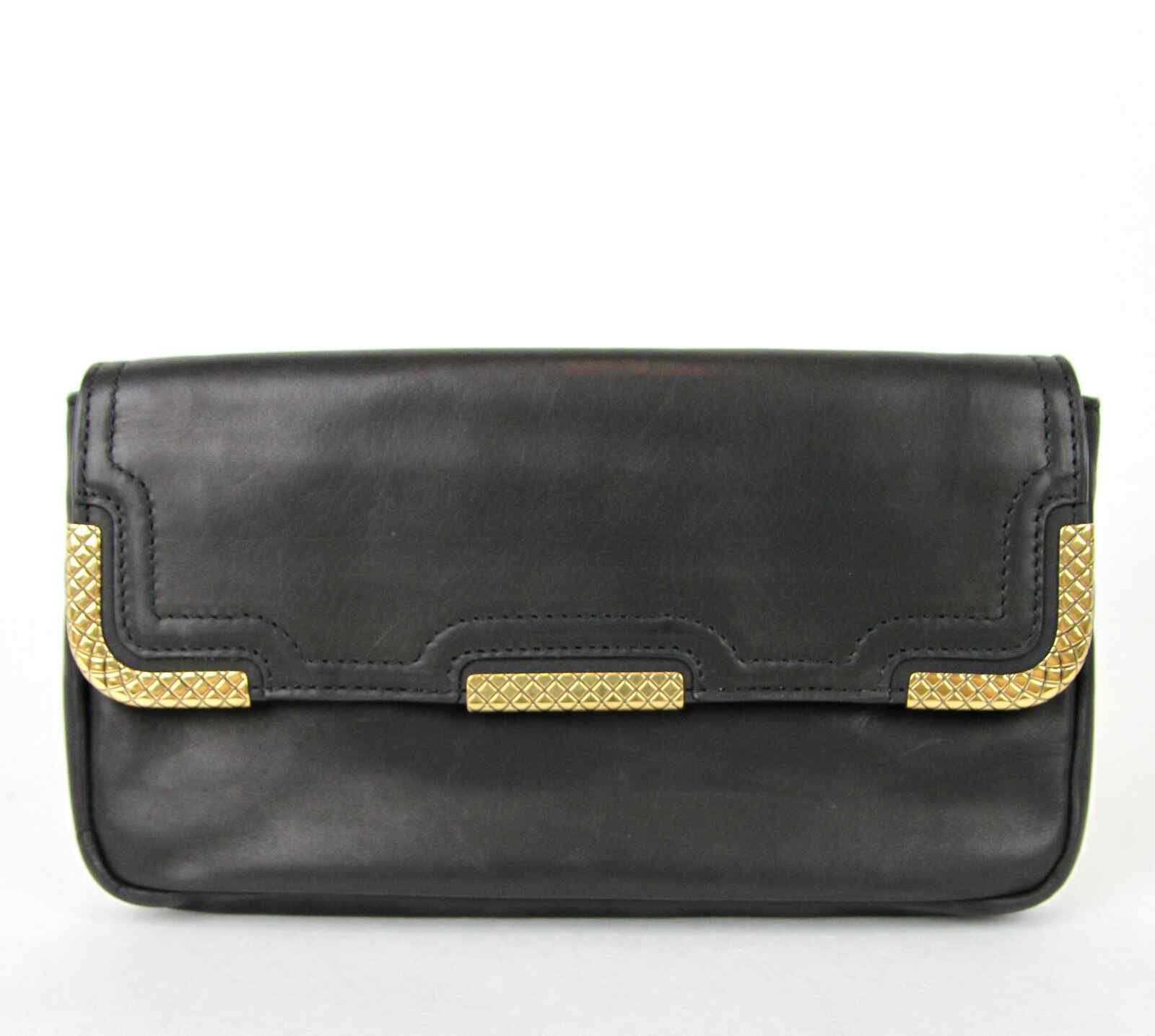 BOTTEGA VENETA Damen Leder Clutch Tasche w/gewebt Detail