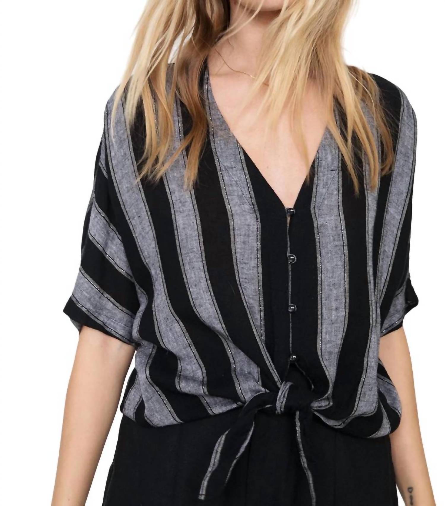 Thea Thompson Streifen Top in Schwarz/Grau