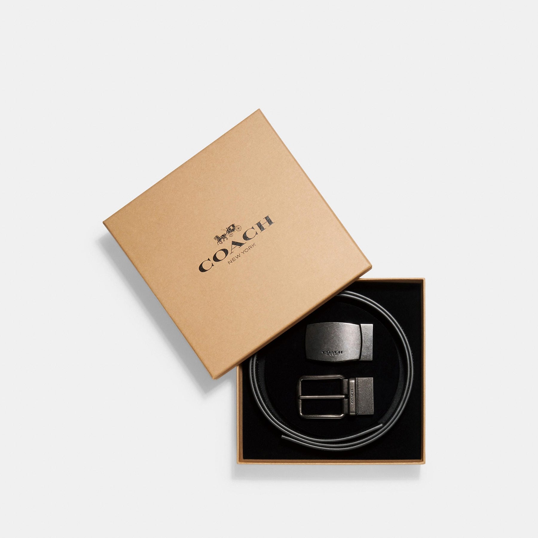 Coach Outlet Boxed Plaque und Harness Schnalle auf Größe wendbar Gürtel, 38 mm