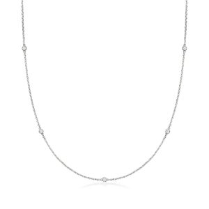 Ross-Simons Lab-Grown Diamant-Station Halskette in Sterling Silber