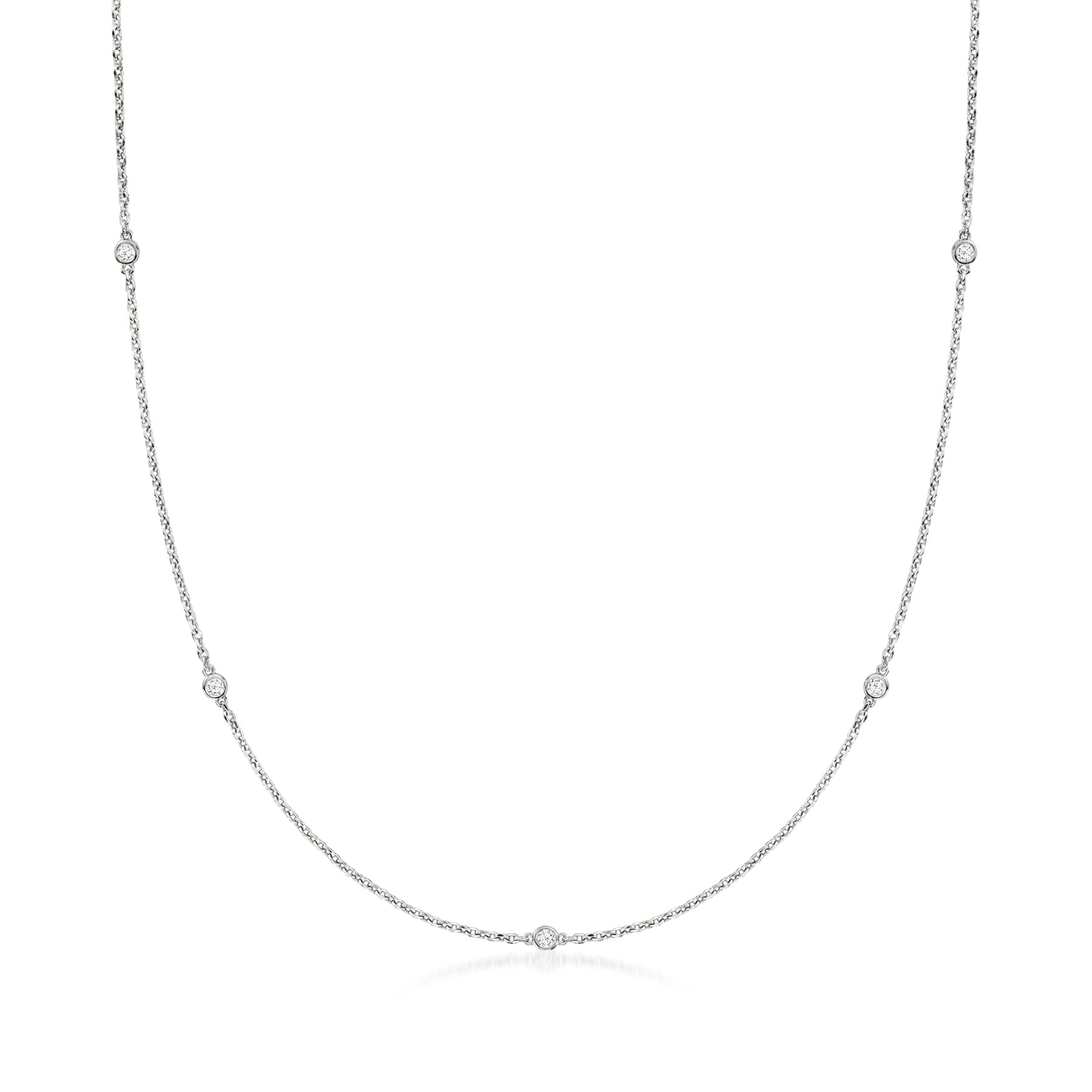 Ross-Simons Lab-Grown Diamant-Station Halskette in Sterling Silber