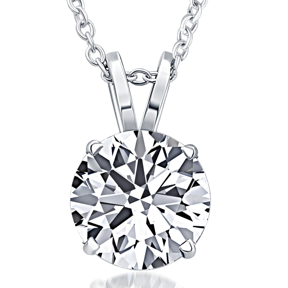 Zertifizierte 3.20Ct Runde Solitaire Diamant Anhänger Weißgold Lab gewachsen Halskette