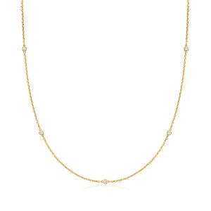 Ross-Simons Lab-Grown Diamant-Station Halskette in 18kt Gold über Sterling