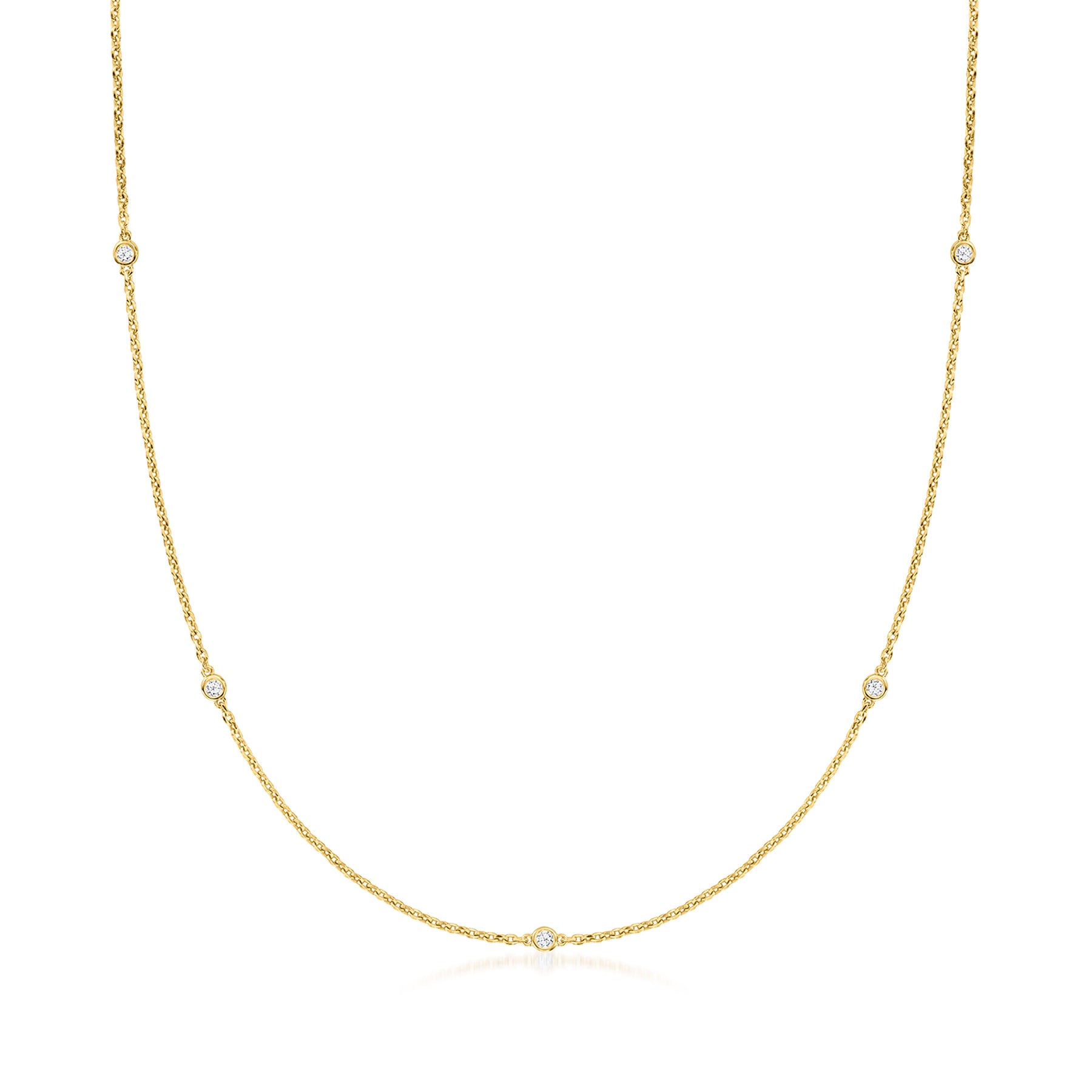 Ross-Simons Lab-Grown Diamant-Station Halskette in 18kt Gold über Sterling