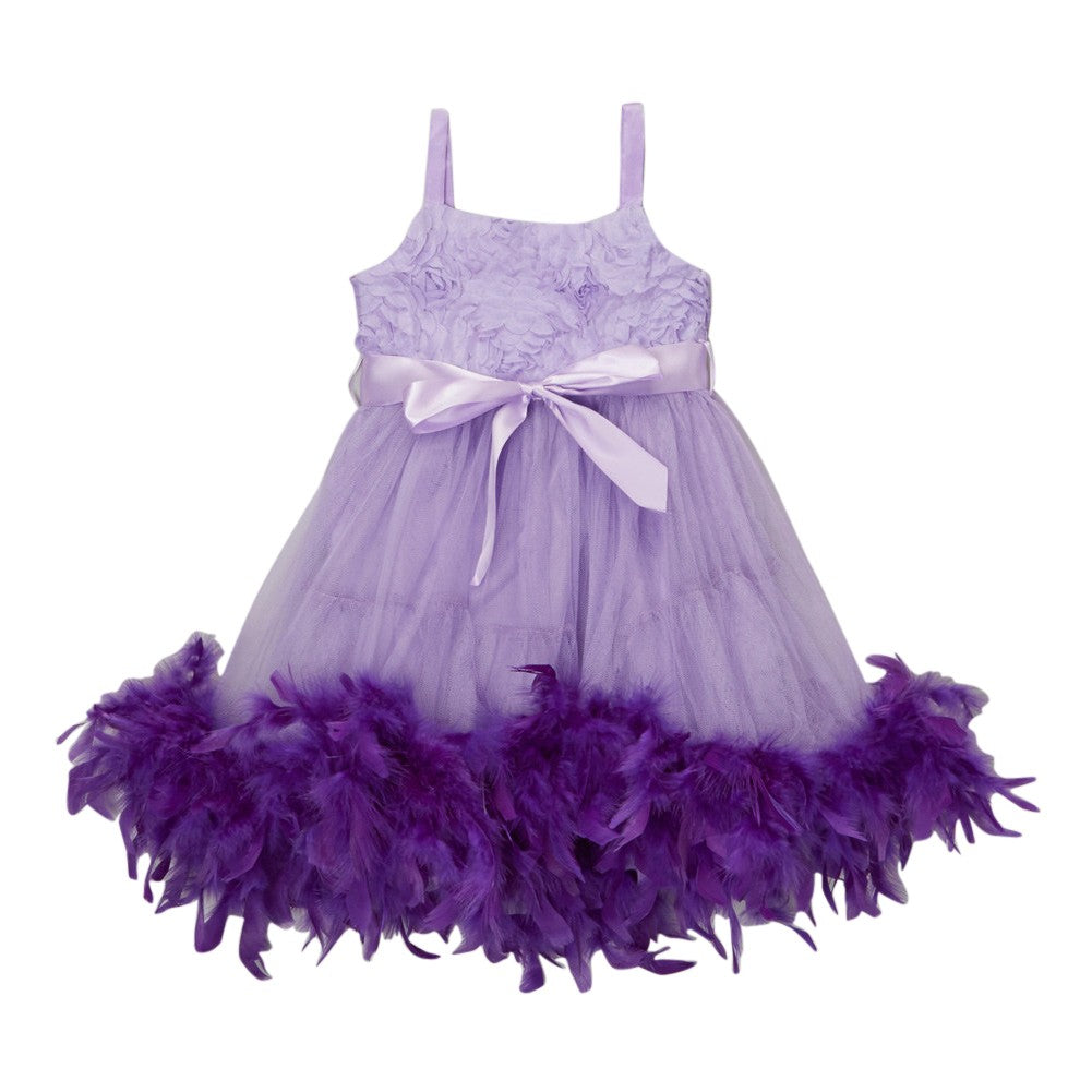 Mädchen Lavendel Feder Rosette Sophia Blumenmädchen Kleid 12M-7