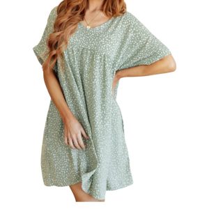 Rodeo Lights Dolman Sleeve Kleid in grün mit Blumenmuster 7766573613116