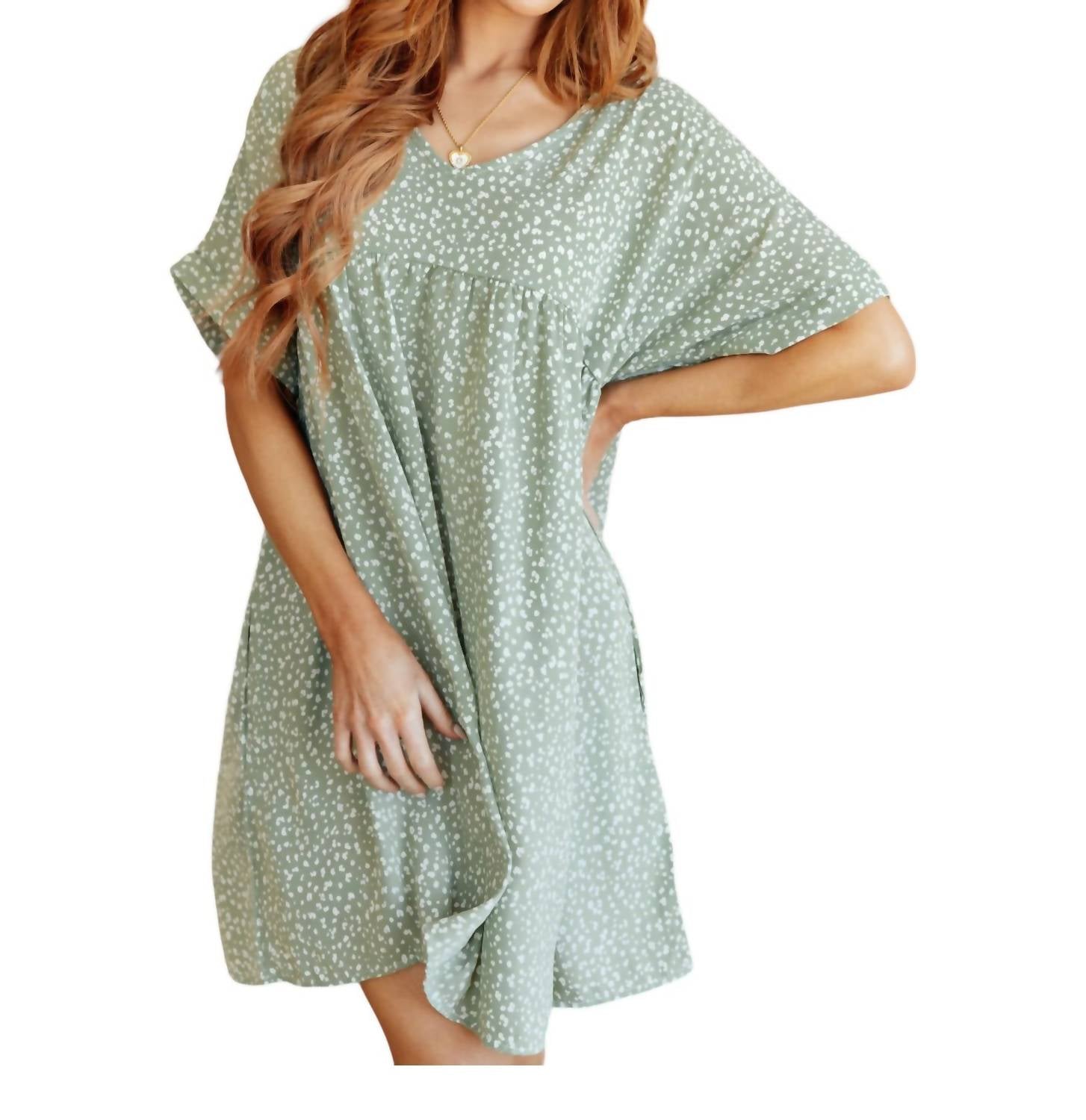 Rodeo Lichter Dolman Ärmel Kleid in grün mit Blumenmuster