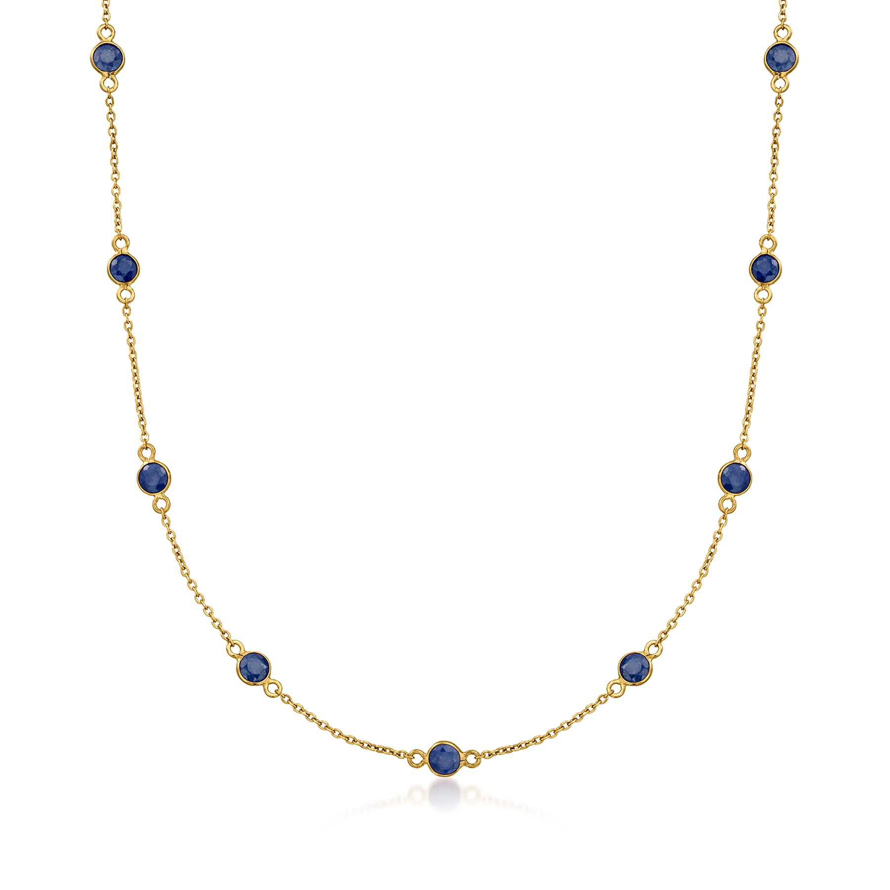 Ross-Simons Saphir Station Halskette aus 18kt Gold über Sterling