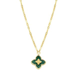 Grüne Inlay Clover Halskette Gold