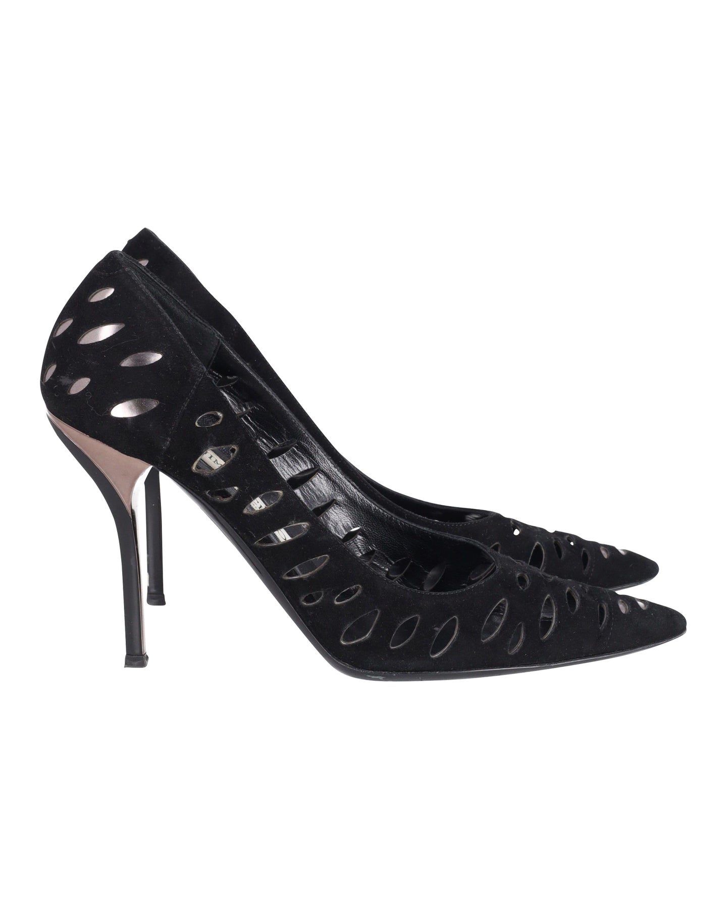 Jimmy Choo Lasercut Romy Pumps aus schwarzem Wildleder