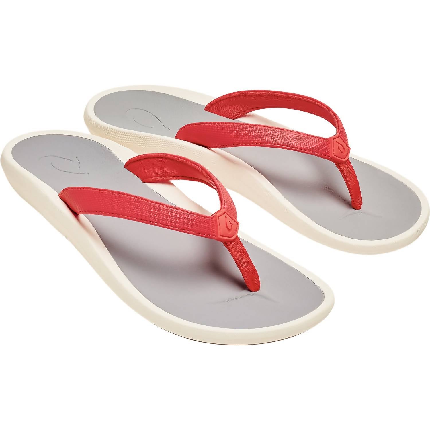 Damen Pi'oe Sandalen in heißer Koralle/Nebelgrau