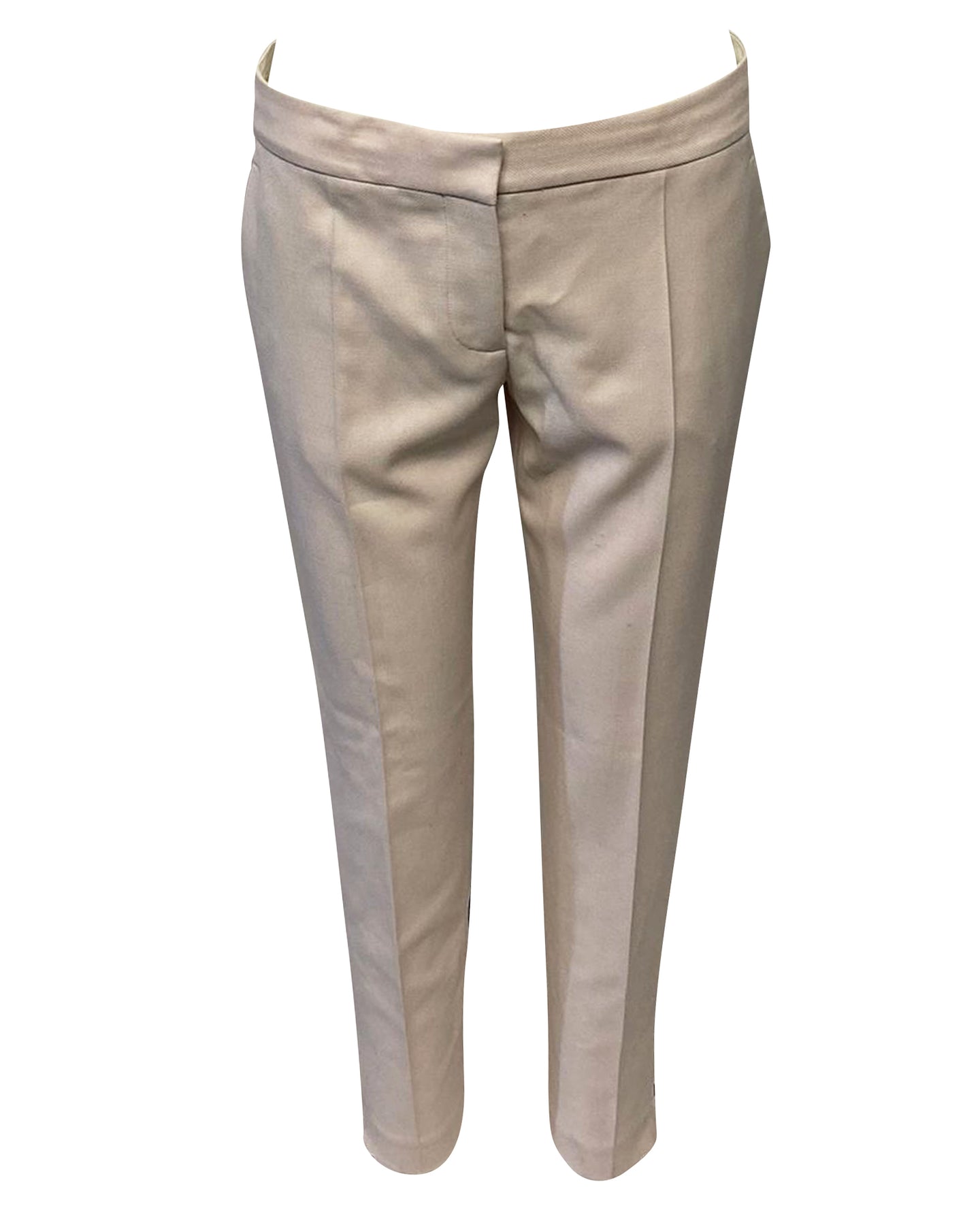 Stella McCartney Schmale Passform Hose aus beigefarbener Baumwolle