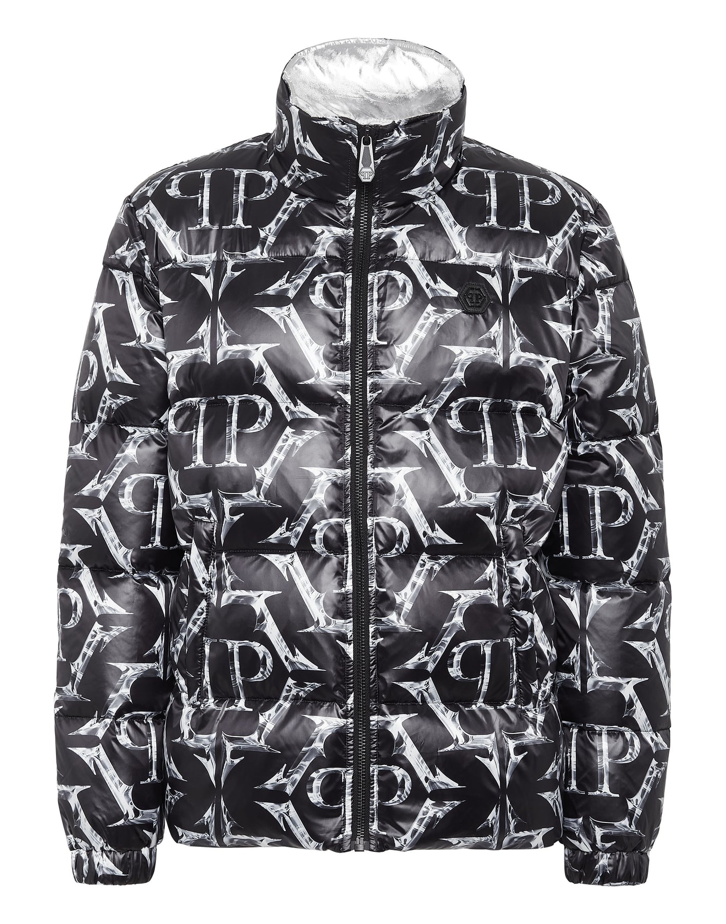 Nylon Puffer Jacke Chrom 7676707995708