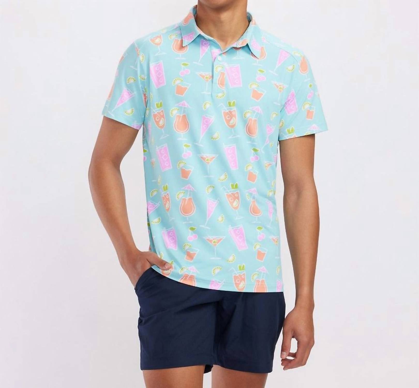Cocktail Caddy Golf Polo in Blau Mehrfarbig