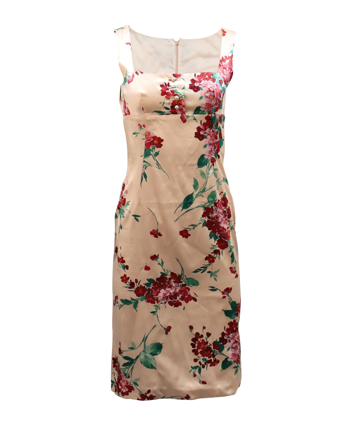 KleidDolce & Gabbana Longuette Midikleid aus floraler Pint Seide