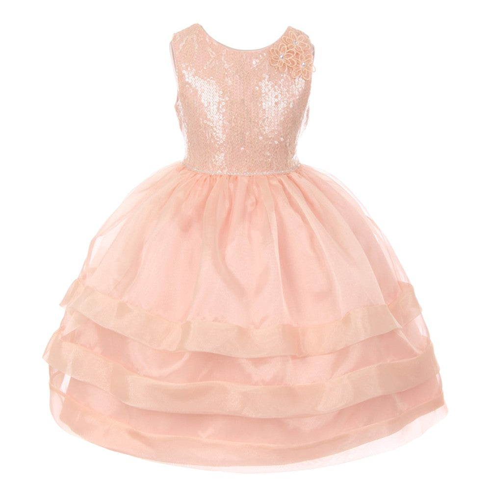 RainKids große Mädchen Altrosa Pailletten Spitze Organza Junior Brautjungfer Kleid 8-12