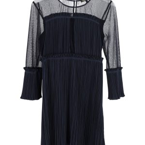 Maje Sheer Sleeve Minikleid aus blauem Polyester