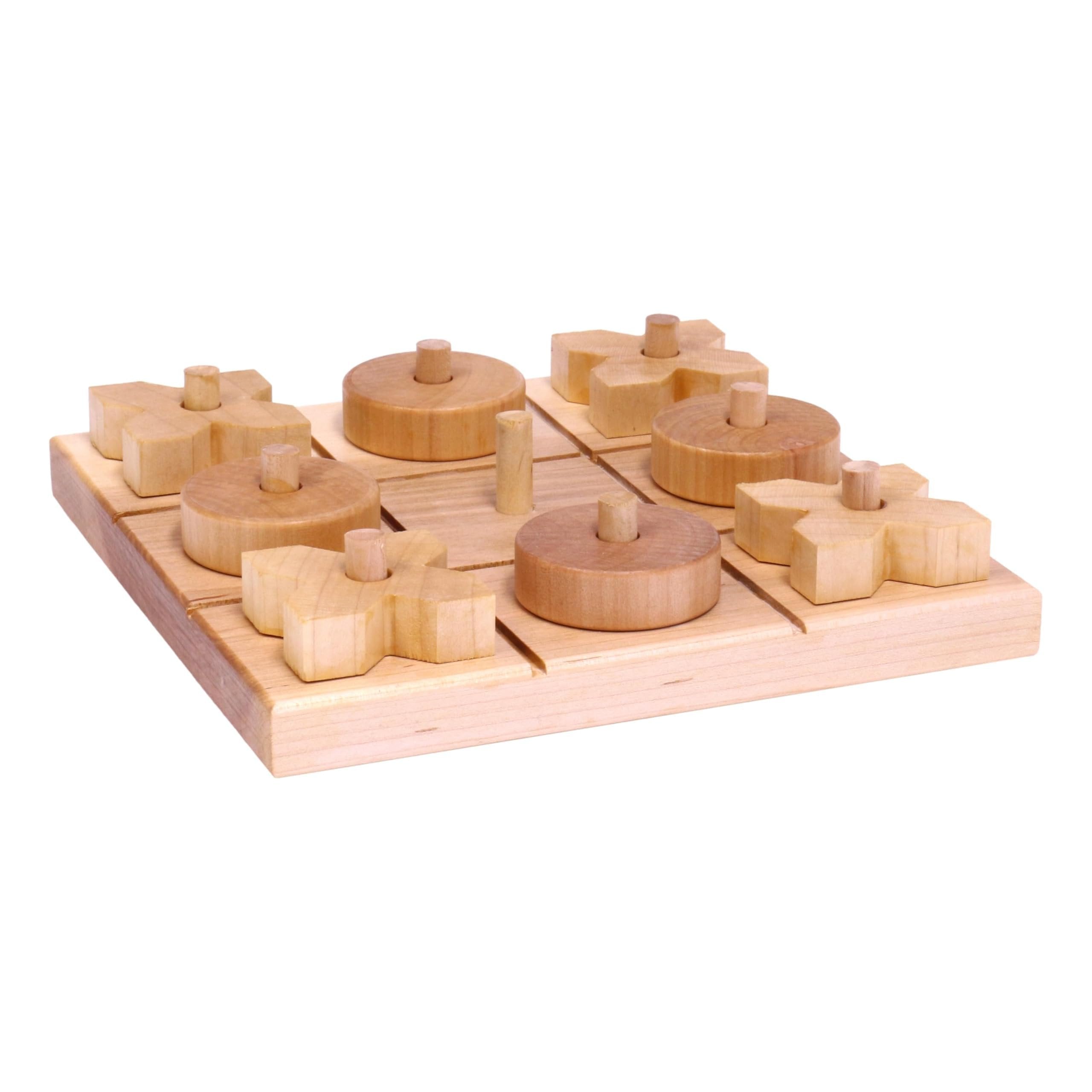 Holz Tic Tac Zehenspiel mit 8 hölzernen X- und O-Spielteilen, Amish Made