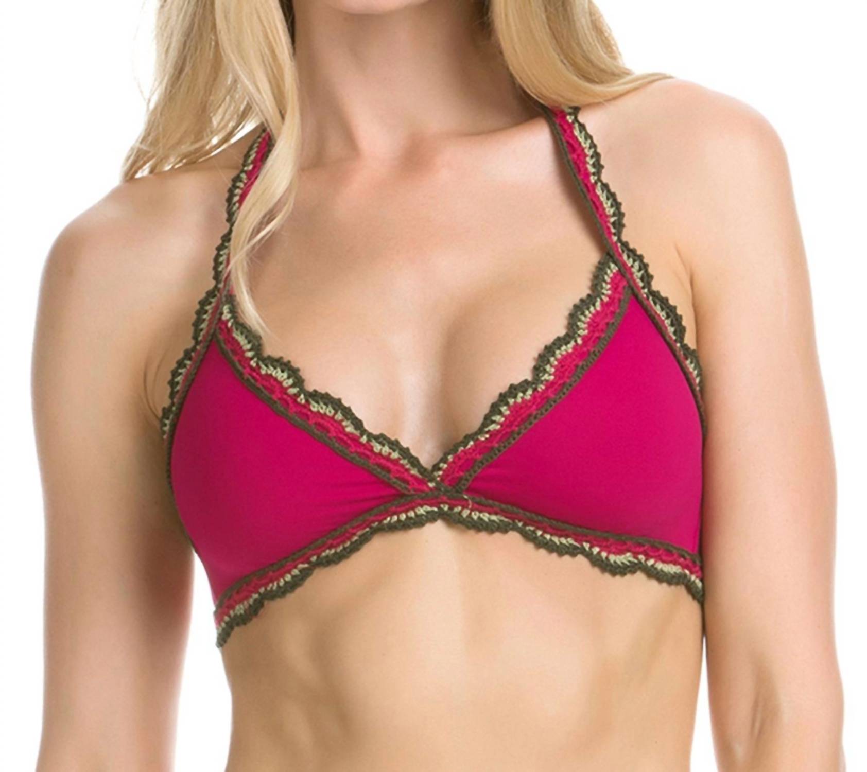 Medina häkeln Halter Bikini Top (bis zu D-Cup) in Himbeere