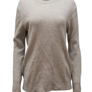 Theory gerippter Rundhalspullover aus grauem Polyester 7766547300412