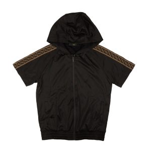 Fendi Bomberjacke aus Polyamid mit FF-Motiv und abnehmbaren Ärmeln, fehlende Ärmel – Schwarz