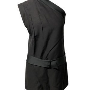 Isabel Marant Ormand One Shoulder Kleid aus schwarzer Wolle 7766524723260
