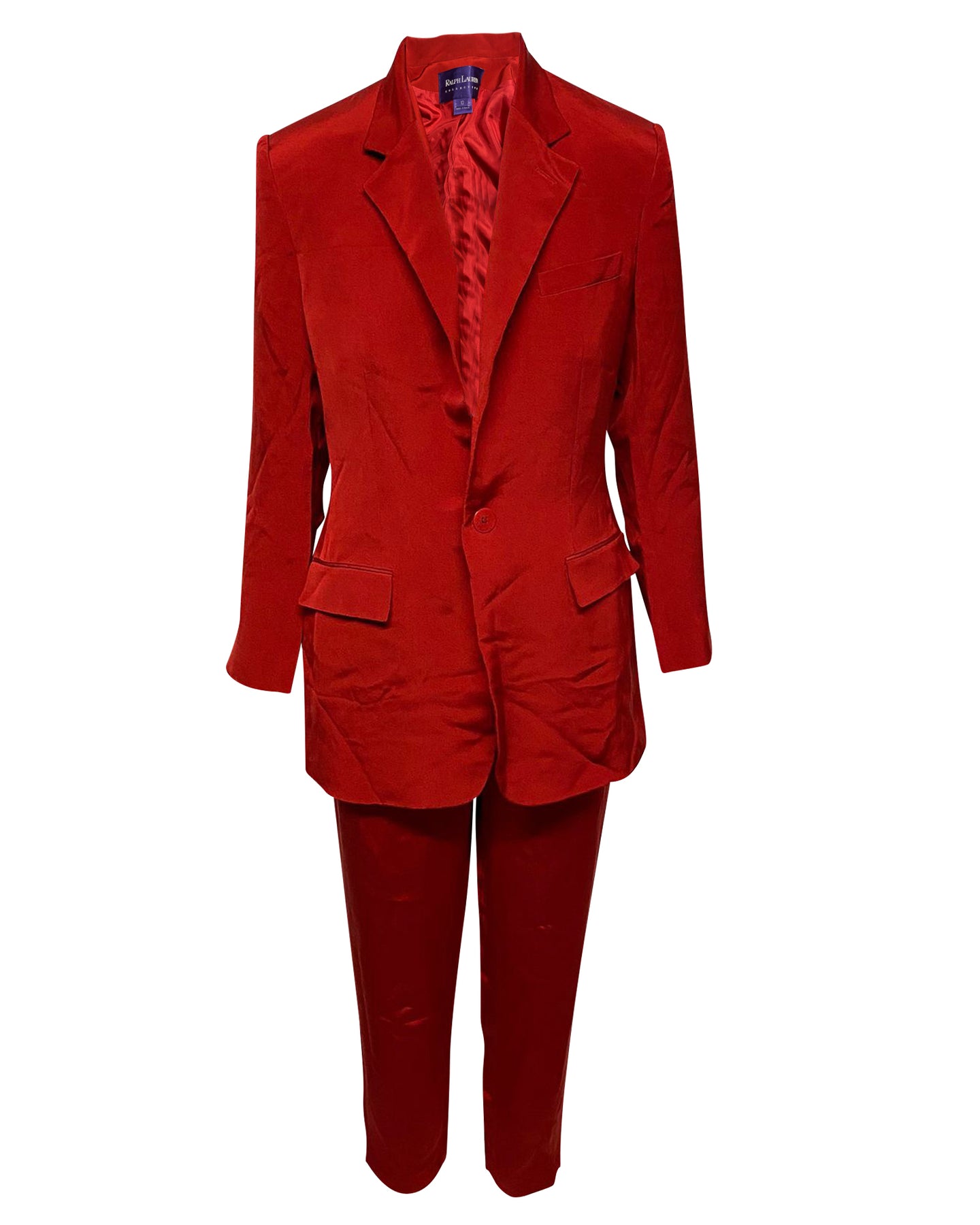 Ralph Lauren Einreihiger Pantsuit aus roter Seide
