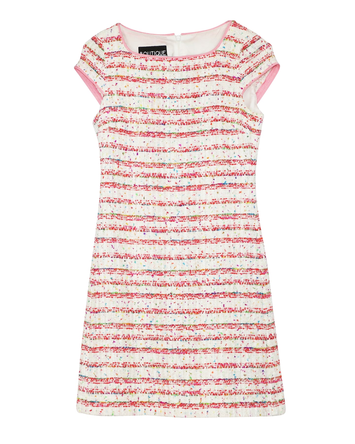 Boutique Moschinio gestreiftes Tweed-Kleid aus rosa Baumwolle