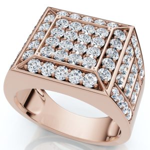 Herren 3Ct quadratische Diamant Mode rosa Ring 10k Gold Labor gewachsen