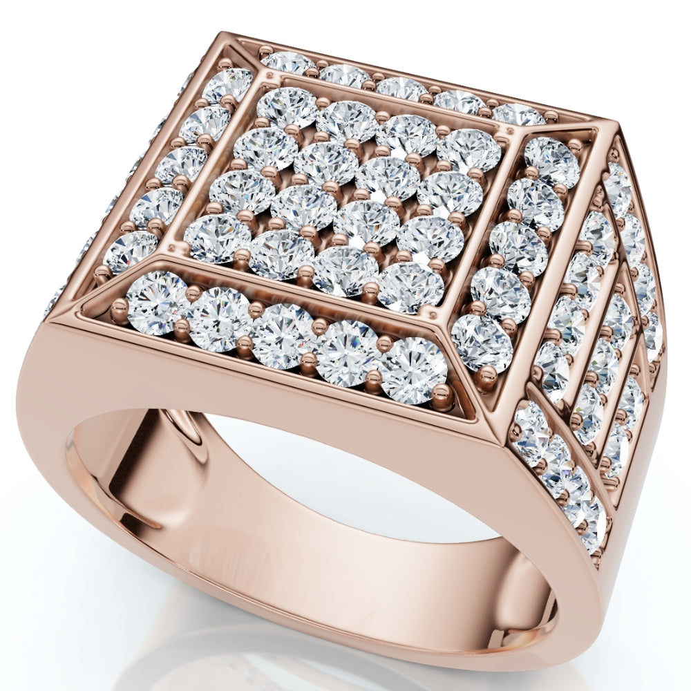 Herren 3Ct quadratisch Diamant Fashion Pinky Ring 10k Gold Lab gewachsen