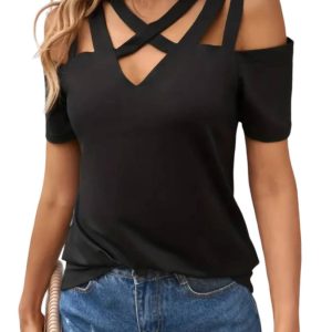 Off The Shoulder Strappy Top in schwarz 7766586753084