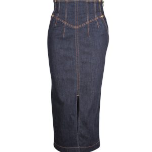 Versace Jeans Couture Midirock aus blauer Baumwolle