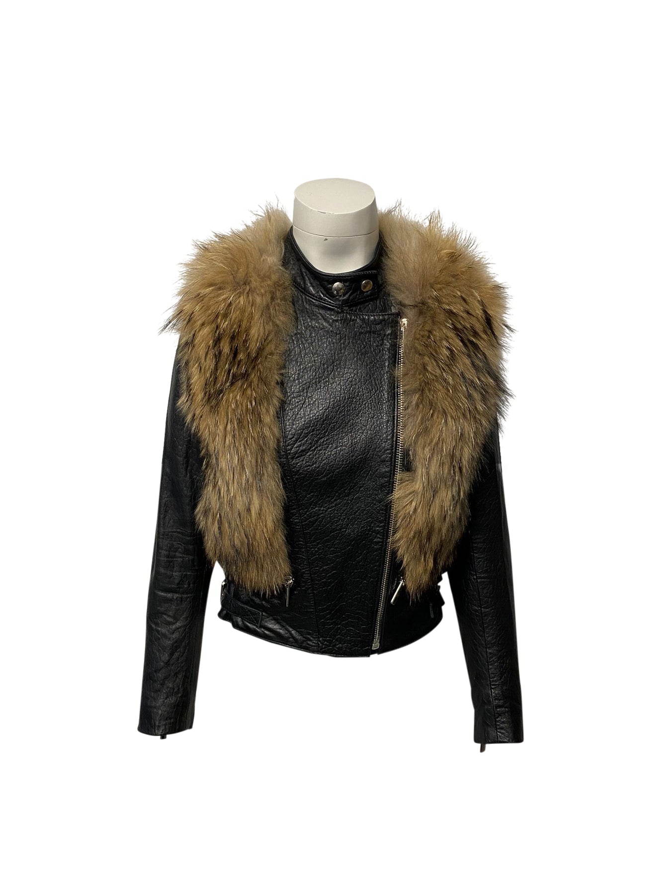 Nour Hammour Finn Racoon Jacke aus schwarzem Lammfell Leder 7766563323964
