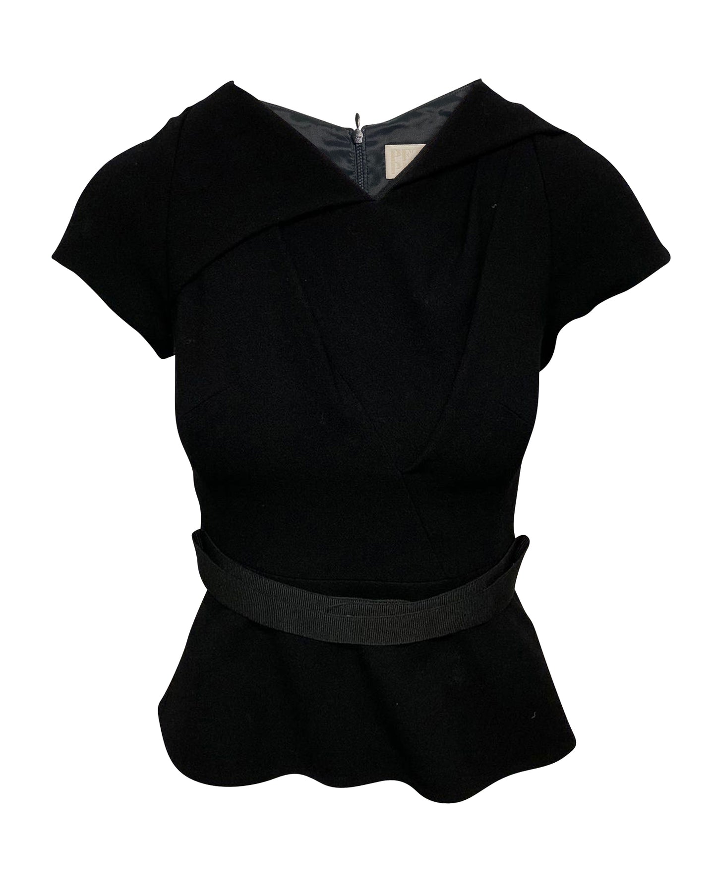 Peter Pilotto Peplum Top aus schwarzer Wolle