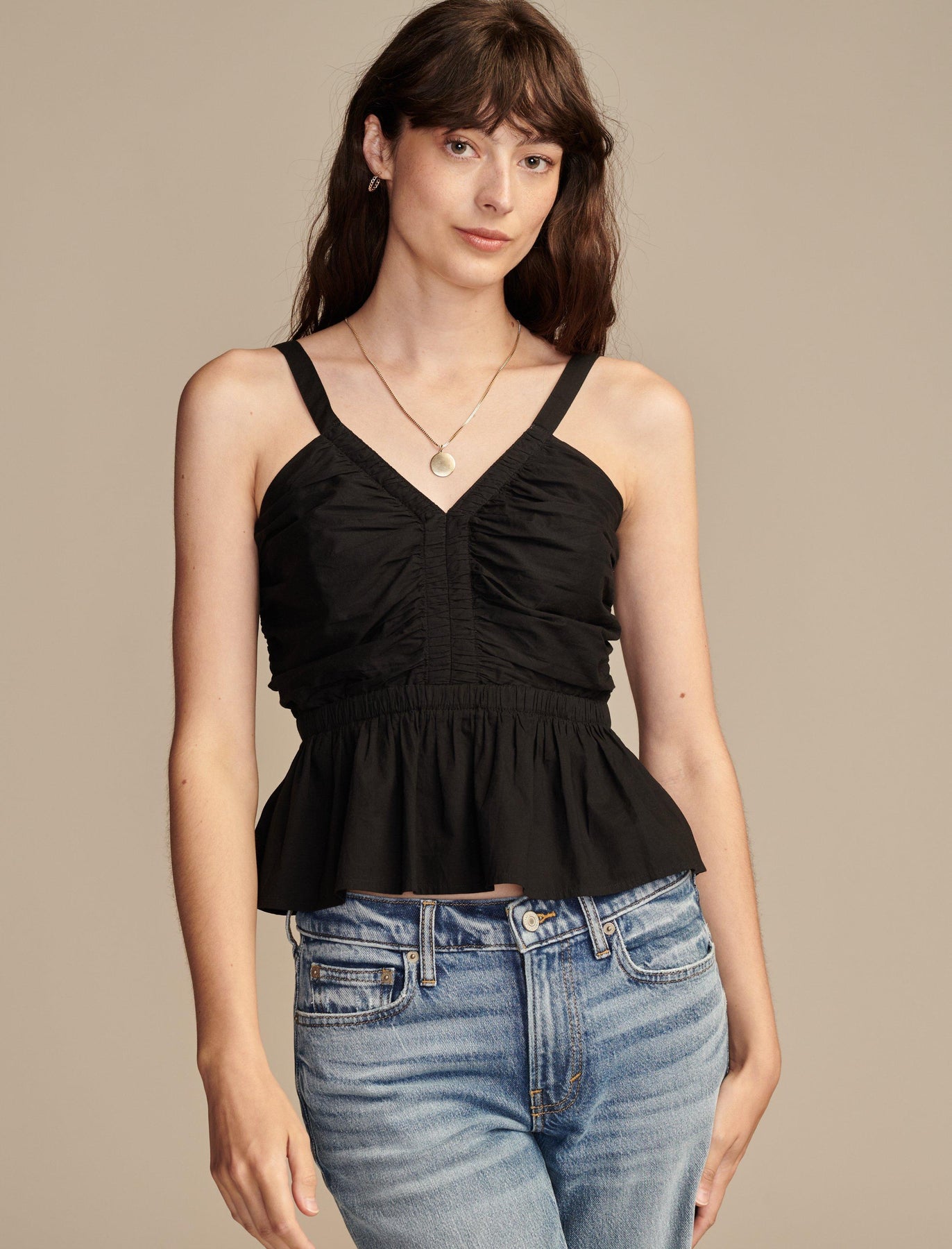 Lucky Brand Damen Schillerndes Peplum Top