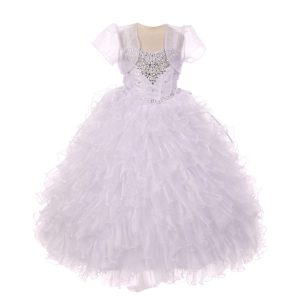 große Mädchen weiß Herz Form Perlen Organza Jacke Pageant Kleid 8-12