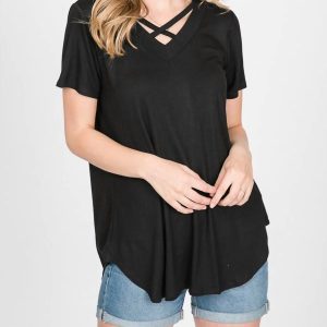 Criss Cross Strappy Top in schwarz 7766595239996