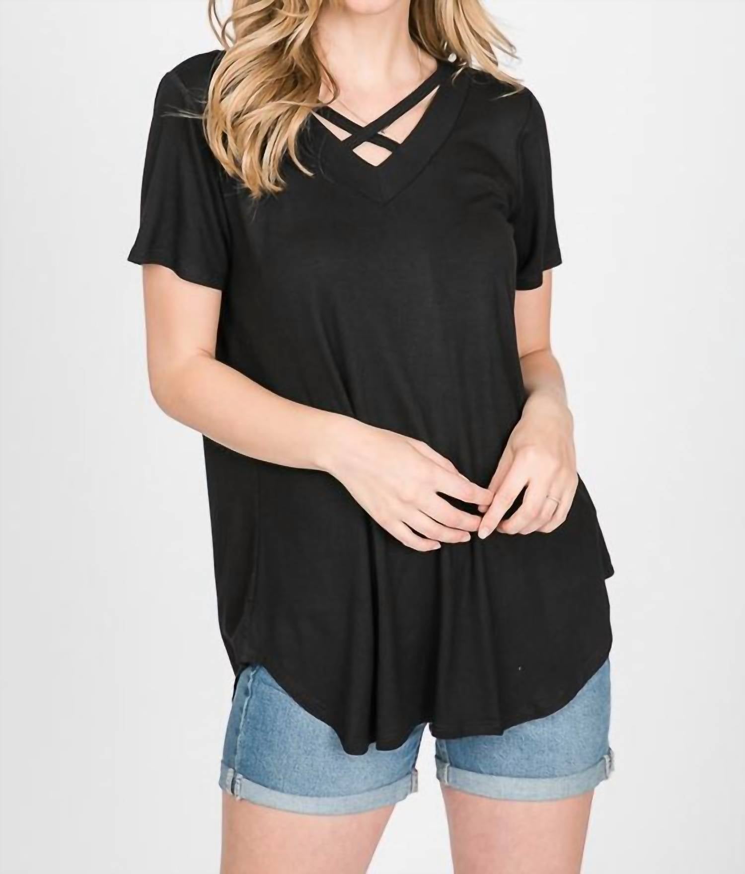Criss Kreuz mit Riemchen Top in schwarz