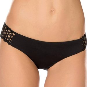 Damen Siren Open Ringlet Hipster Bikini Hose in Schwarz