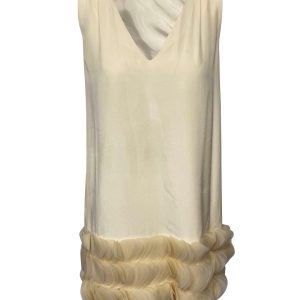 Moschino Cocktail A-Line Kleid aus weißer Seide 7766528786492