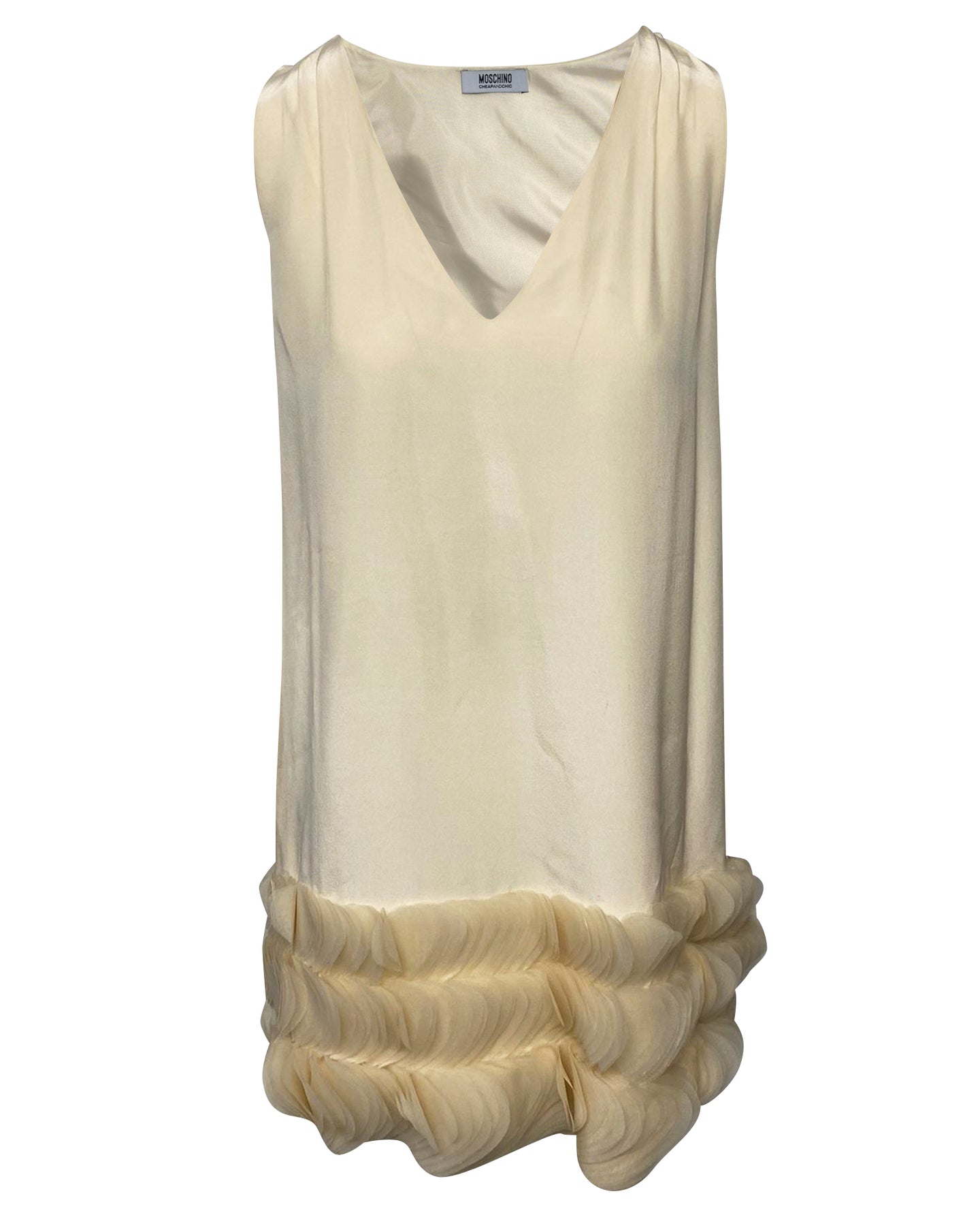 Moschino Cocktail A-Linie Kleid aus weißer Seide