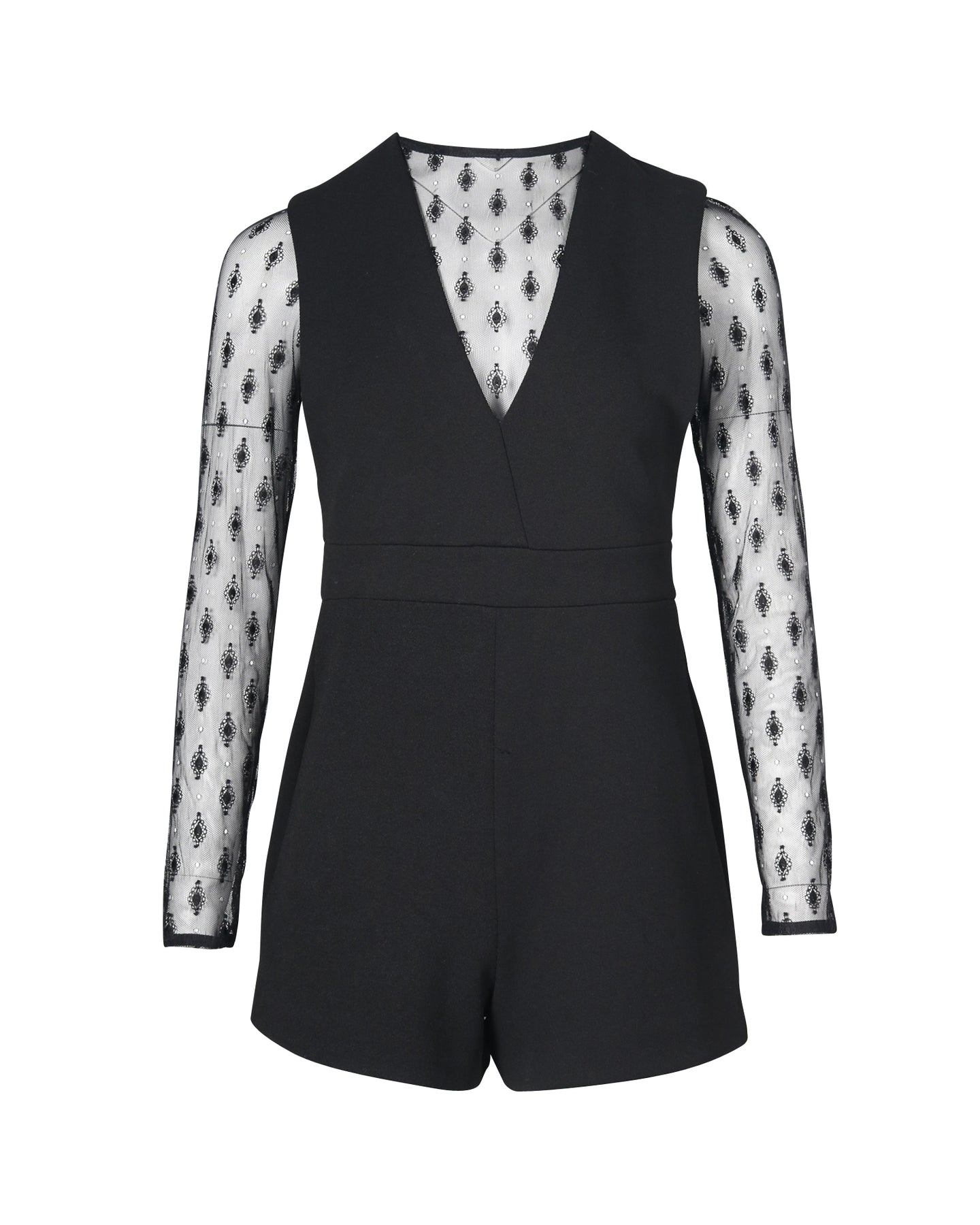 Maje Istoria Spitze Strampler Playsuit aus schwarzem Polyester