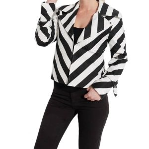 Bias Stripe Twill Jacke in Schwarz/Weiß