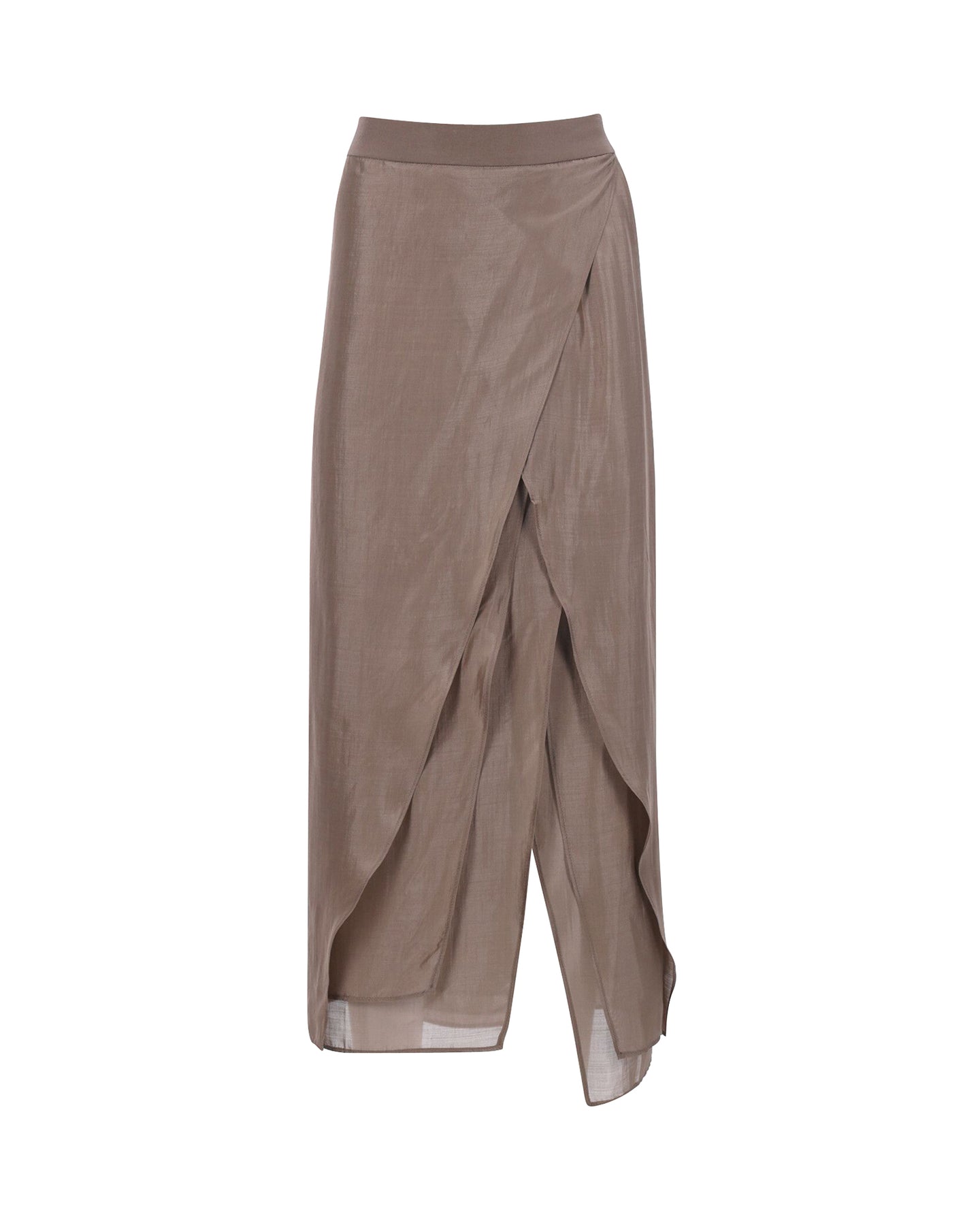 Brunello Cucinelli Midirock mit Lagenmuster in Beige Seide