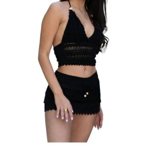 Cosmic Crochet Halter Top in schwarz 7766595731516